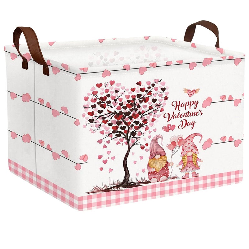 SETAMA Cute Large Valentine's Day Gift Basket Empty Heart Decor Storage Bin for Kid Baby Room Décor (Pink Dwarf Love Tree) - Image 1